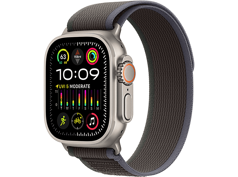 APPLE Watch Ultra 2 GPS + Cellular, 49mm, titántok, kék-fekete terep pánt, M/L (MRF63CM/A)