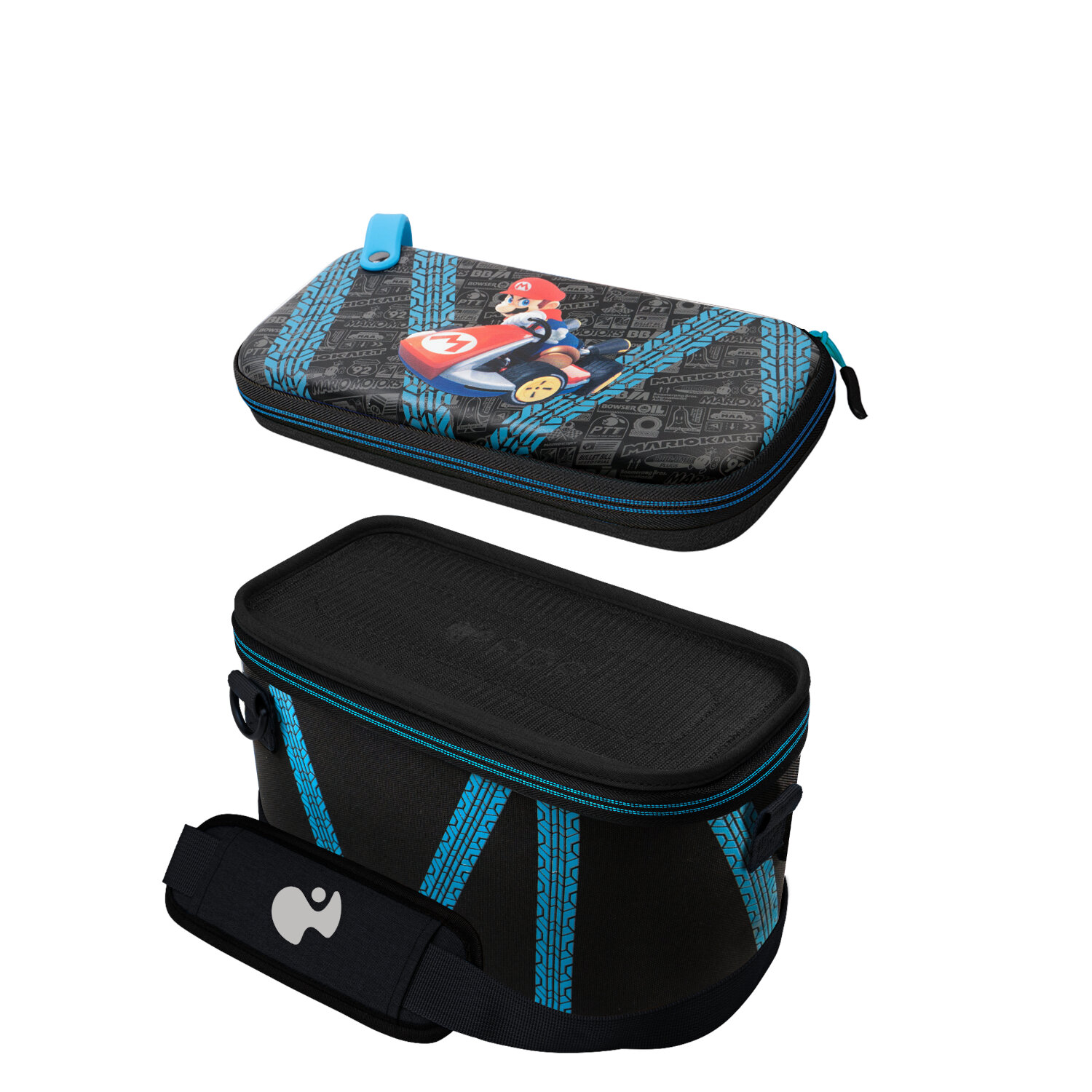 Mario Kart carrying case and travel bag set.