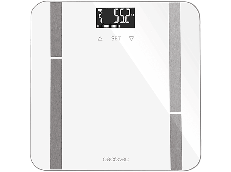 Báscula analizador de fitness - Cecotec Surface precision 9400 Full Healthy, Alta precisión, Pantalla LCD invertida, 180 kg, Cinta métrica, White