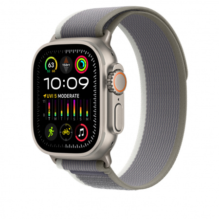 APPLE Armband voor Apple Watch 49 mm Green / Gray Trail Loop M/L (MT603ZM/A)