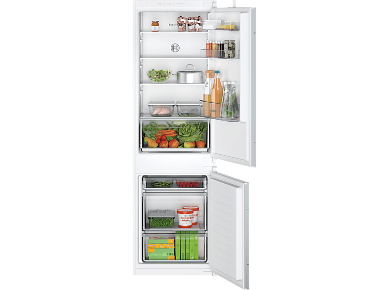 Bosch KIV86NSE0 Serie 2 Kühl- und Gefrierkombination (E, 267 l, 1772 mm hoch, Einbaugerät, Weiß)