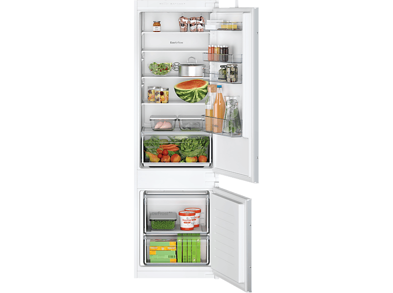 Bosch KIV87NSE0 Serie 2 Kühl- und Gefrierkombination (E, 270 l, 1772 mm hoch, Einbaugerät, Weiß)