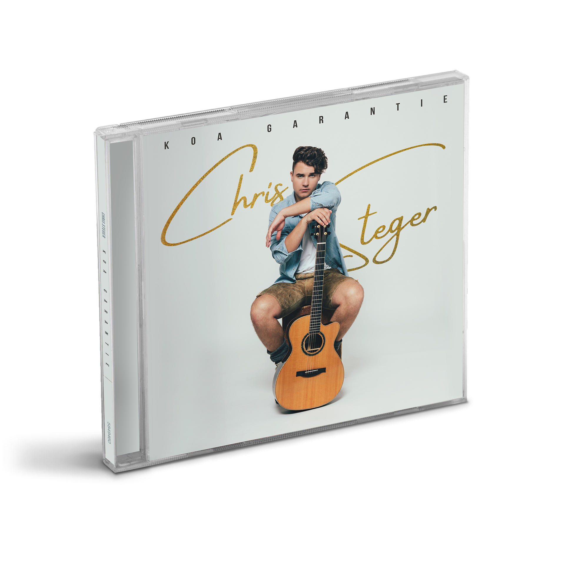 Eine CD-Hülle mit einem Mann, der eine Gitarre hält. Der Text 'Chris Steger' ist sichtbar.