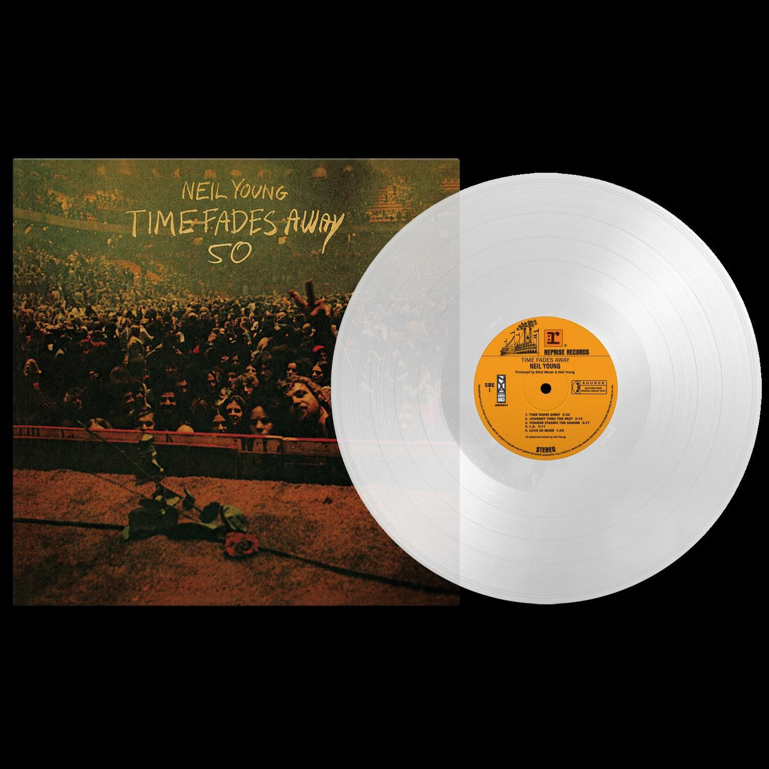 Un disque vinyle et sa pochette. La pochette représente une foule avec une rose.
