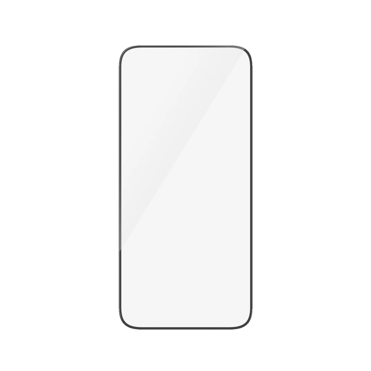 Rechthoekige schermbeschermer. Helder glas. Zwarte rand. Witte achtergrond. Modern design.