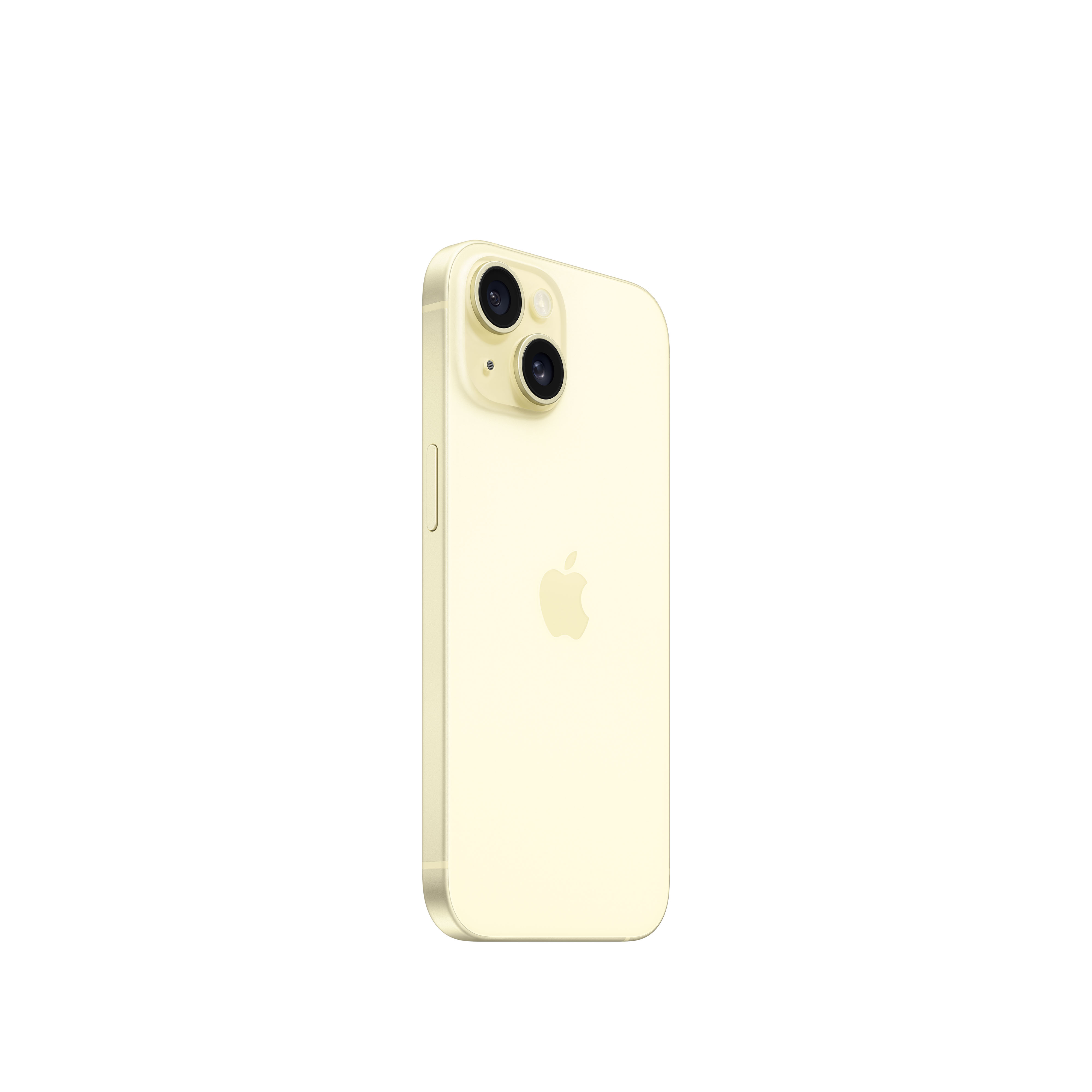 Sarımsı iPhone 14 Pro arkadan, kamera lensleri görünür halde.