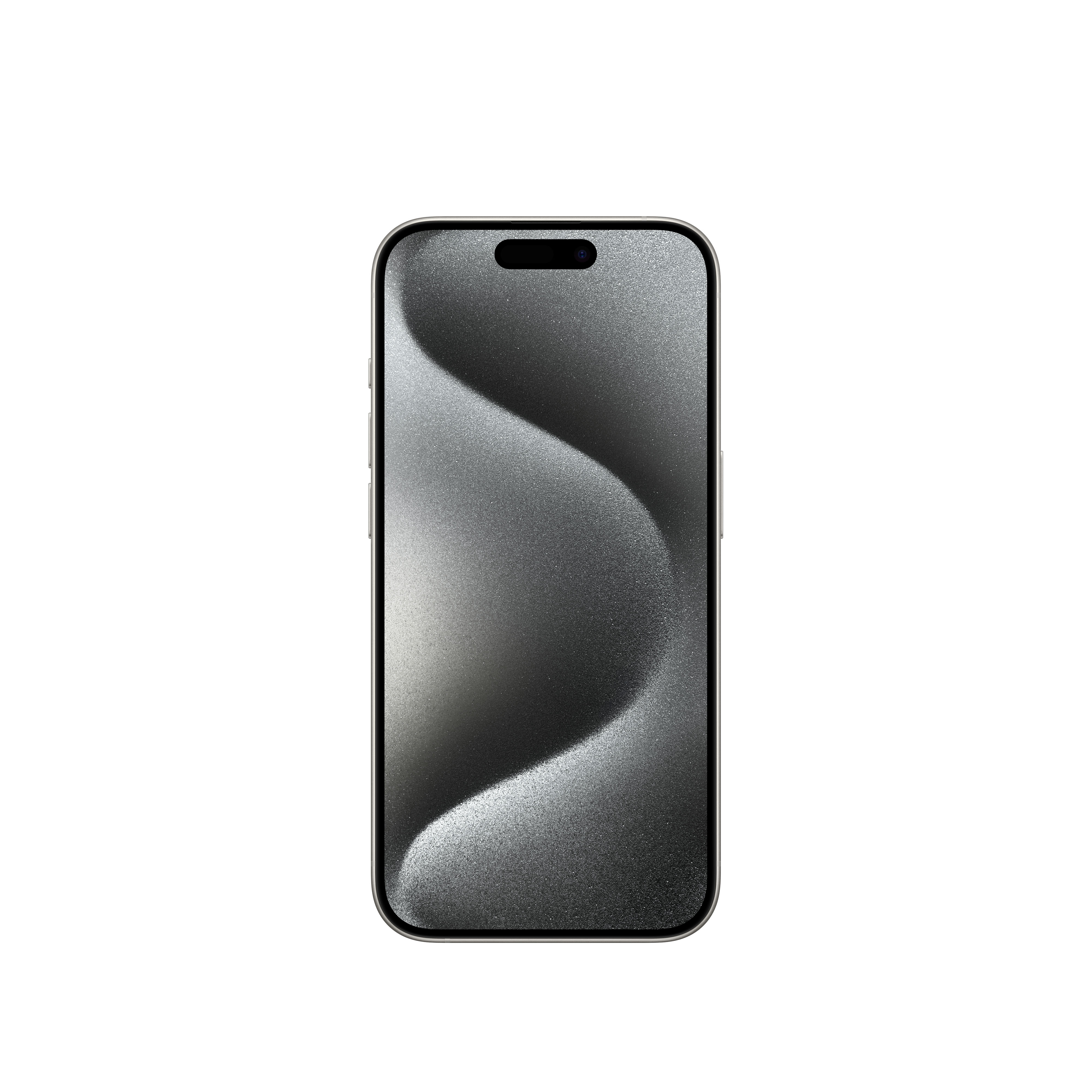Beyaz arka plan üzerinde akıllı telefon. Ekran dalgalı gri ve gümüş desen gösterir.