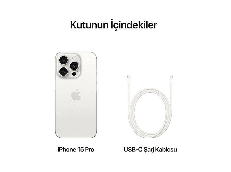 APPLE iPhone 15 Pro 256 GB Akıllı Telefon Beyaz Titanium MTV43TU/A