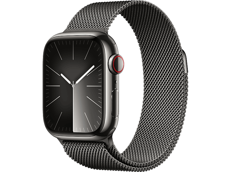 Apple Watch Series 9 (2023), GPS+CELL, 41 mm, Gesto de doble toque, Caja acero inoxidable grafito, Correa Milanese Loop grafito