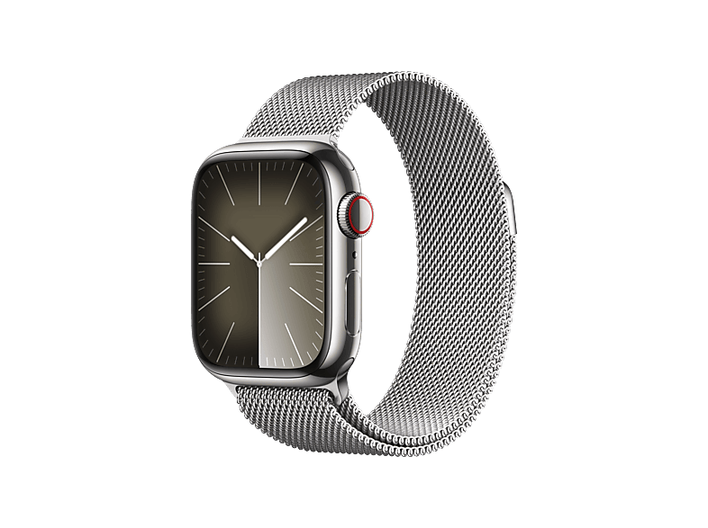 REACONDICIONADO Seminuevo Excelente Apple Watch Series 9 (2023), GPS+CELL, 41 mm, Gesto de doble toque, Caja acero inoxidable plata