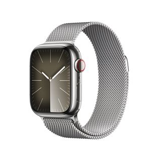 Apple Watch Series 9 (2023), GPS+CELL, 41 mm, Gesto de doble toque, Caja de acero inoxidable plata, Correa Milanese Loop plata