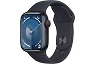 Apple Watch Series 9 (2023), GPS+CELL, 41 mm, Gesto de doble toque, Caja de aluminio medianoche, Correa deportiva medianoche, Talla S/M