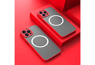 CASE AND PRO iPhone 15 Plus mágneses műanyag tok, piros-fekete (MATTMIPH15P-RBK)