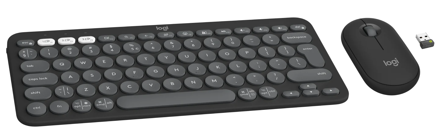 LOGITECH Pebble 2 Combo vezeték nélküli billentyűzet + egér, BT, US Angol kiosztás, grafitszürke (920-012239)