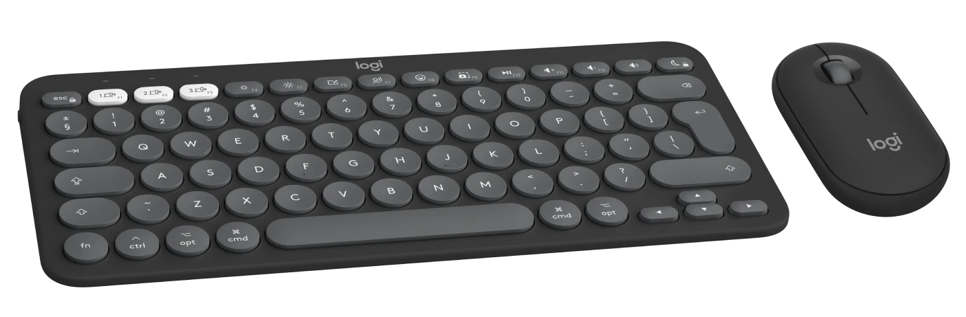 LOGITECH Pebble 2 Combo vezeték nélküli billentyűzet + egér Mac-hez, BT, US Angol, grafitszürke (920-012244)