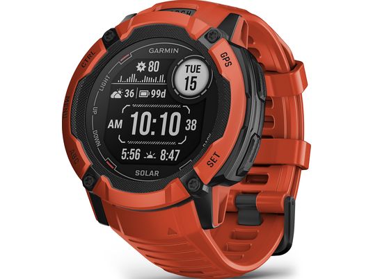 GARMIN Instinct 2X Solar - Smartwatch con GPS (145-228 mm, Silicone, Rosso)