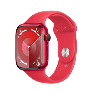 REACONDICIONADO B: Apple Watch Series 9 (2023), GPS+CELL, 45 mm, Gesto de doble toque, Caja de aluminio roja, Correa deportiva (PRODUCT)RED, Talla M/L