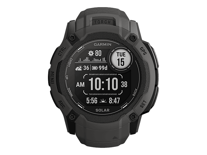 GARMIN Instinct 2X Solar - GPS-Smartwatch (145-228 mm, Silikon, Graphit)