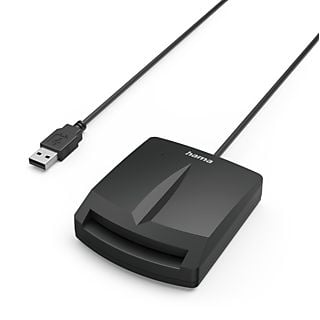 Lector de tarjetas - Hama, Con chip ''Single'', Para tarjetas inteligentes/DNI, USB-A, Negro