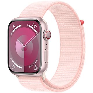 REACONDICIONADO B: Apple Watch Series 9 (2023), GPS+CELL, 45 mm, Gesto de doble toque, Caja de aluminio rosa, Correa Sport Loop rosa