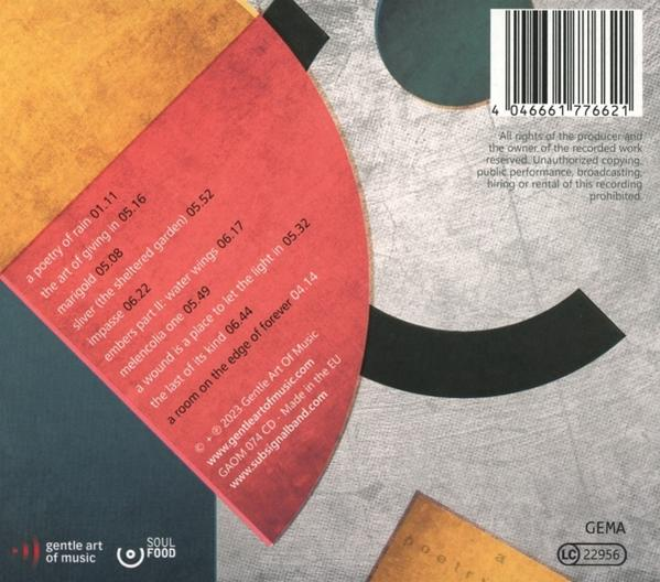 Ein farbenfrohes abstraktes Bild mit Text aus einem Musikalbum.