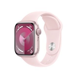 REACONDICIONADO B: Apple Watch Series 9 (2023), GPS, 41 mm, Gesto de doble toque, Caja de aluminio rosa, Correa deportiva rosa, Talla S/M
