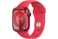 Apple Watch Series 9 (2023), GPS, 41 mm, Gesto de doble toque, Caja de aluminio roja, Correa deportiva (PRODUCT)RED, Talla S/M