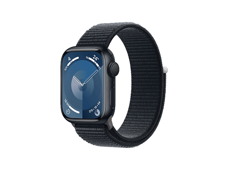 REACONDICIONADO Seminuevo(*) Apple Watch Series 9 (2023), GPS, 41 mm, Gesto de doble toque, Caja aluminio medianoche, Correa Sport Loop medianoche