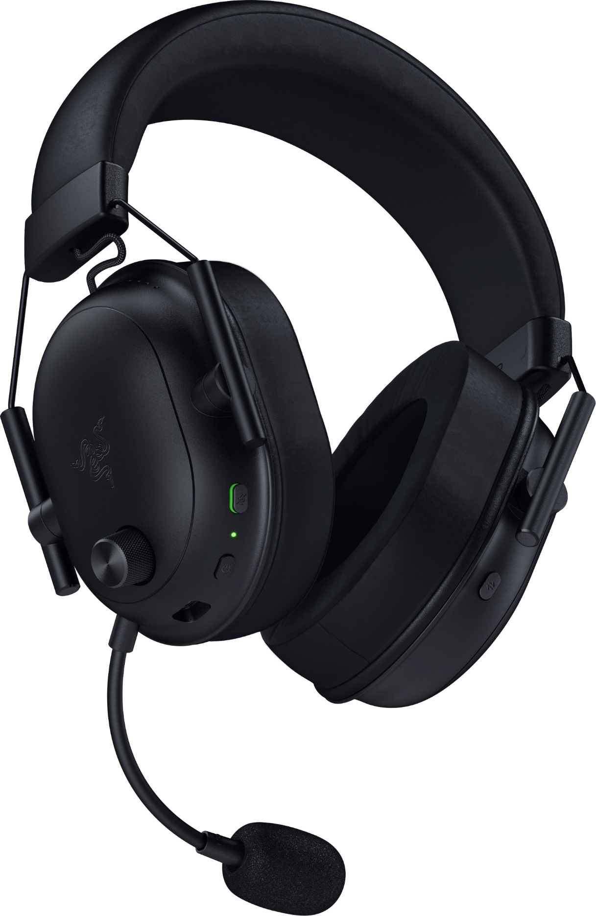 Cuffie da gioco nere con microfono. Il logo Razer è visibile.