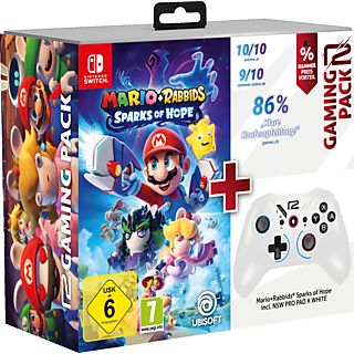 READY2GAMING Mario + Rabbids Sparks of Hope + Pro Pad X White für Nintendo Switch