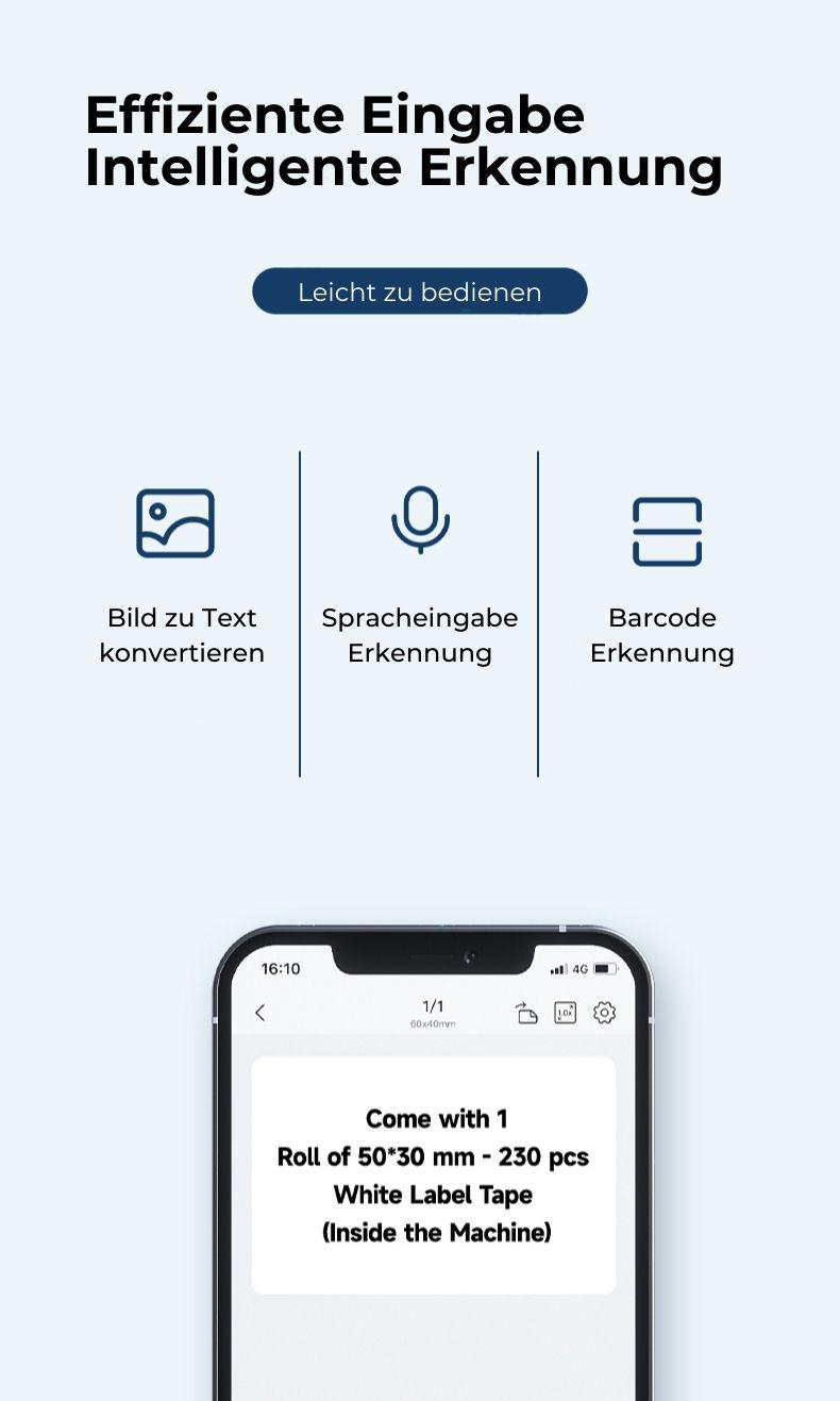 Ein Telefonbildschirm zeigt ein Bild und Text. Symbole werden unter dem Text angezeigt.