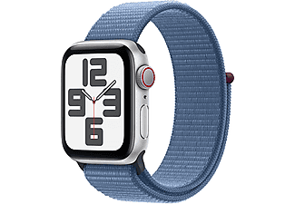 APPLE Watch SE 2023 GPS + Cellular, 40mm, ezüst alumíniumtok, télkék sportpánt (MRGQ3QH/A)