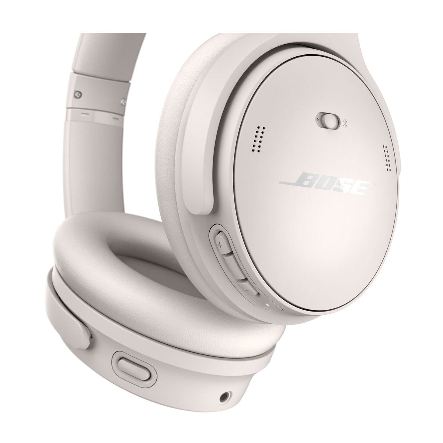 Cuffie Bose bianche su sfondo bianco.