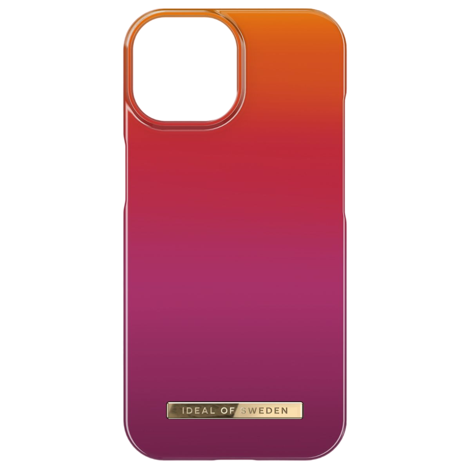 Coque de téléphone avec un dégradé de rouge à violet. Le logo Ideal of Sweden est en bas.