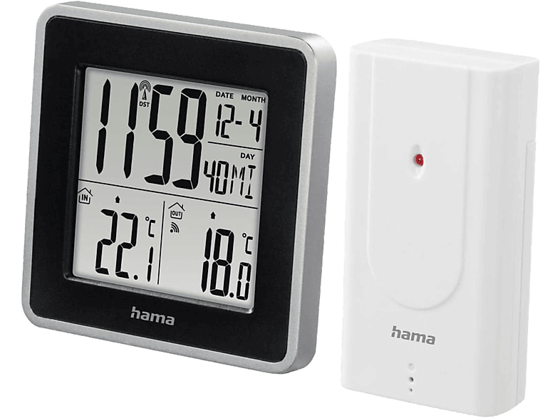 REACONDICIONADO Seminuevo Muy bueno Estación meteorológica - Hama ESW Intro, Temperatura interior y exterior, Hora, Calendario, Alarma, Negro