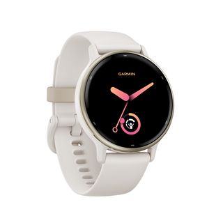 GARMIN VIVOACTIVE® 5 MUSIC Smartwatch faserverstärktes Polymer Silikon, 20mm, Elfenbein/Cremegold