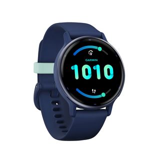 GARMIN VIVOACTIVE® 5 MUSIC Smartwatch faserverstärktes Polymer Silikon, 20mm, Kapitänsblau/Blau Metallic