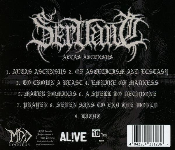 CD-Cover mit schwarz-weißem Design mit dem Bandnamen 'Serpent' und Titeln.
