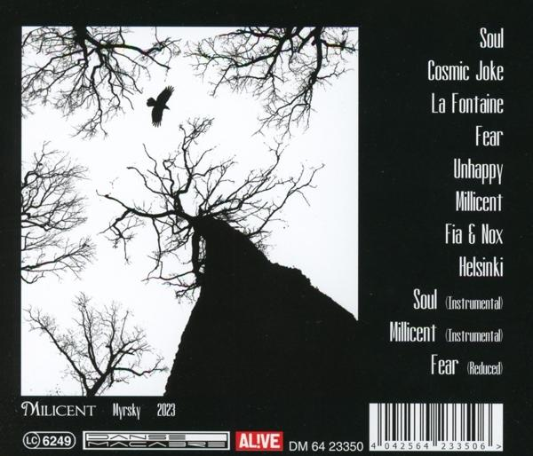 CD-Cover mit einer Baum-Silhouette und Liedtiteln auf der rechten Seite.