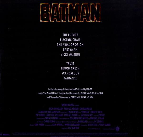 Batman-Filmmusikalbum. Titelliste in Weiß auf lila Hintergrund.