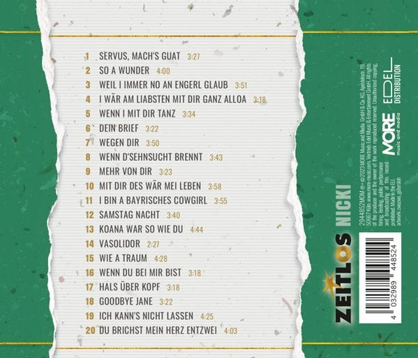 CD-Cover mit Songtiteln und grafischem Design mit Text in farbenfrohem Stil.