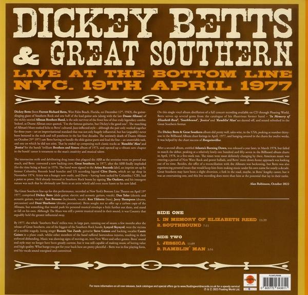 BETTS DICKEY/GREAT SOUTHERN - Live At The Bottom Line 1977 (Yellow Vinyl)  - (Vinyl)