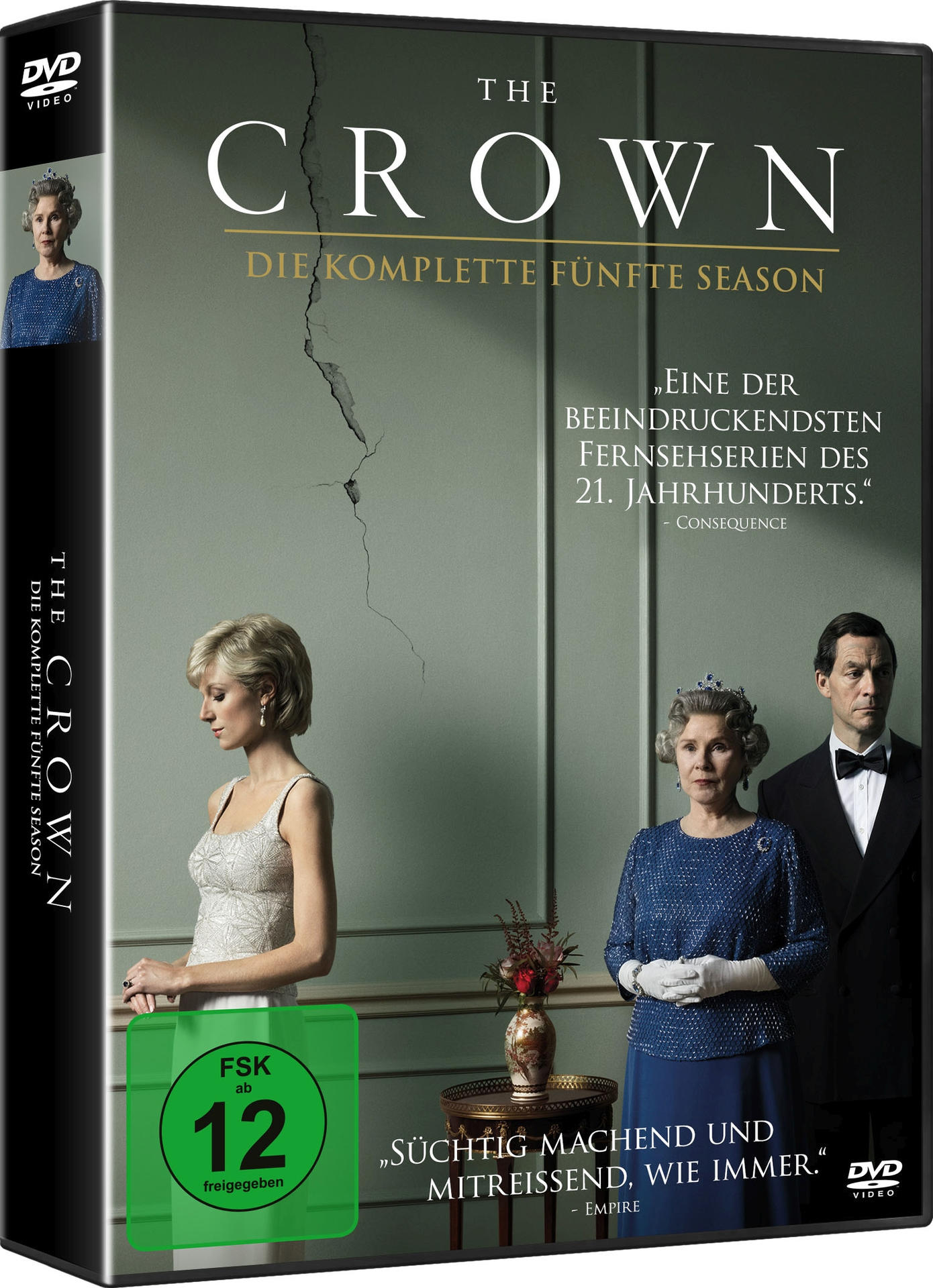 DVD-Hülle von 'The Crown', mit Foto und Text.