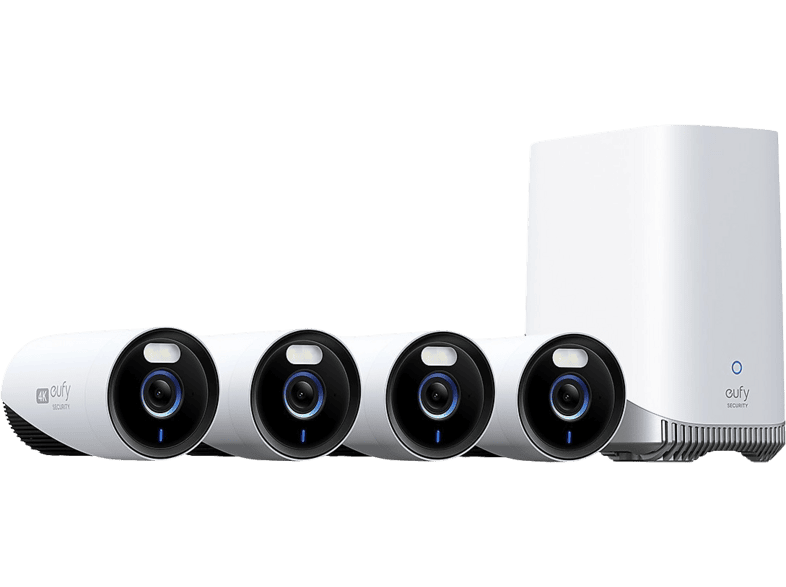 Kit 2 Caméras EufyCam S4 Solaires - PTZ Triple Objectif, 4K, Suivi Auto, Vision Nocturne, Pour HomeBase S380