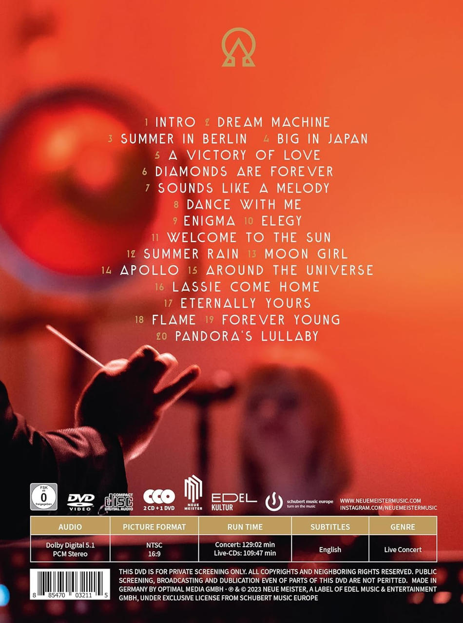 DVD-Hülle hinten mit Titellisten, Credits und einem Konzertbild.