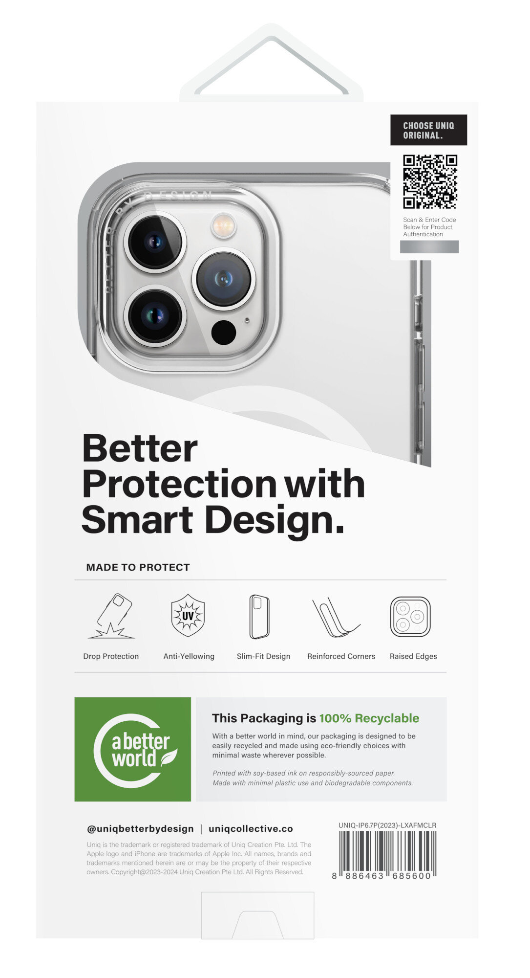 Opakowanie etui na smartfon z tekstem: "Lepsza ochrona z inteligentnym designem."