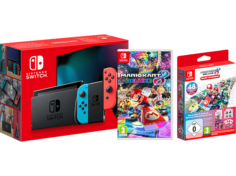 Nintendo Switch Neonrot/Neonblau + | online Kart Edition 8 Deluxe Kart kaufen Deluxe Mario Booster-Streckenpass MediaMarkt + Mario 8