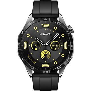 HUAWEI Watch GT 4 (46 mm) - Smartwatch (140-210 mm, Fluorelastomer, Schwarz/Schwarz)