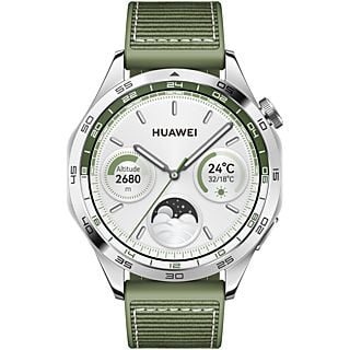 HUAWEI Watch GT 4 (46 mm) - Smartwatch (140-210 mm, Matière tissée, Acier inoxydable/vert)