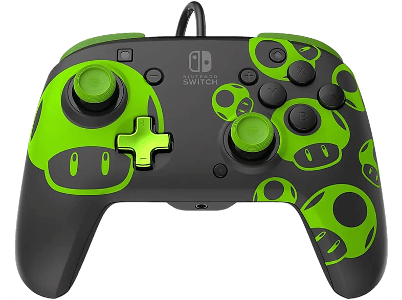 Mando Nintendo Switch - PDP 1-Up Glow in The Dark Rematch, Para y OLED, Alámbrico, Con cable, Brilla en la oscuridad, Negro Verde